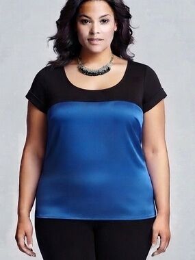 😍CLEARANCE - BASQUE SW Black & Blue Colorblock Top size 18